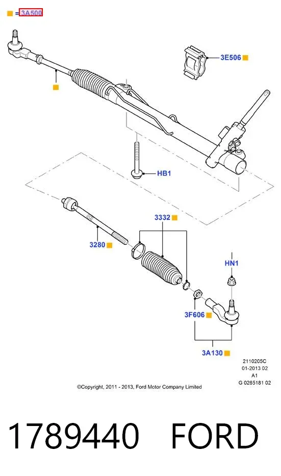 Listwa kierownicza (maglownica) 1789440 Ford