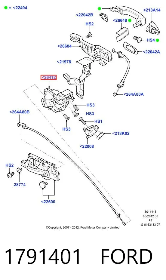 Zamek drzwi tylnych prawych 1791401 Ford