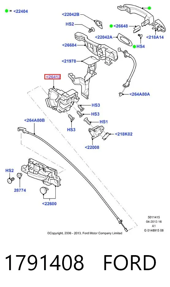 Zamek drzwi tylnych prawych Ford Galaxy II CA1
