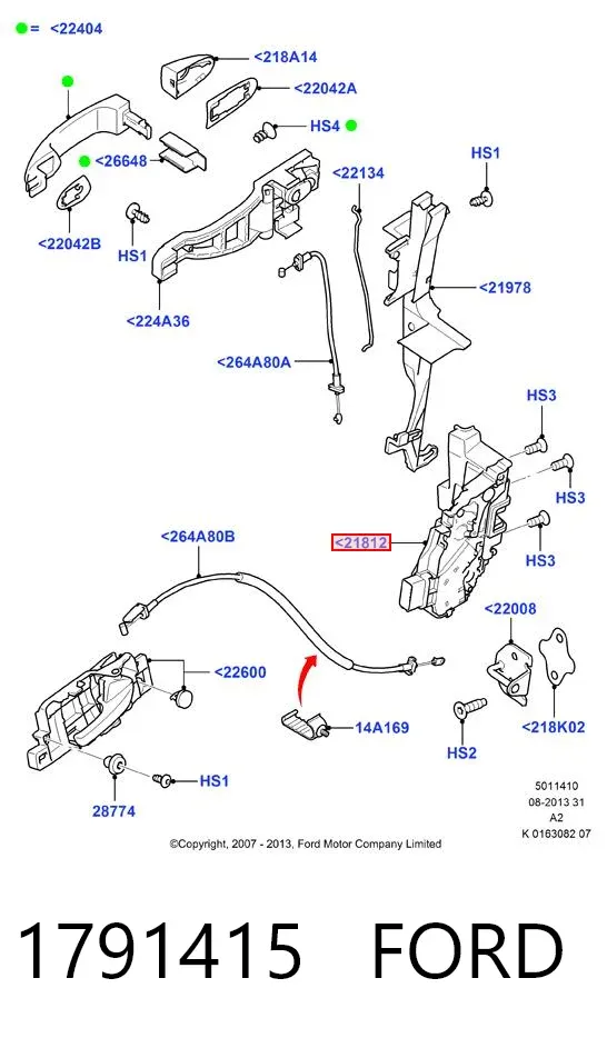 Zamek drzwi przednich lewych 1791415 Ford