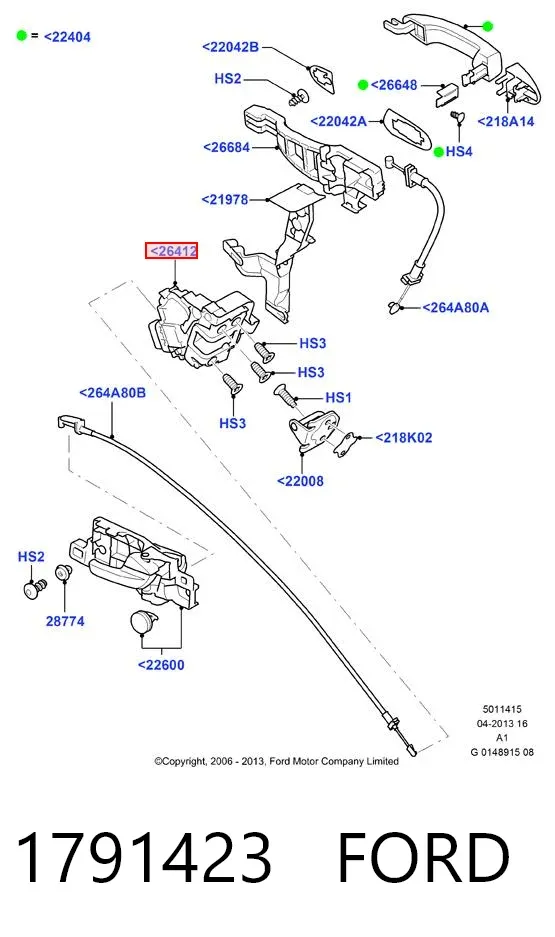 Zamek drzwi tylnych lewych 1791423 Ford