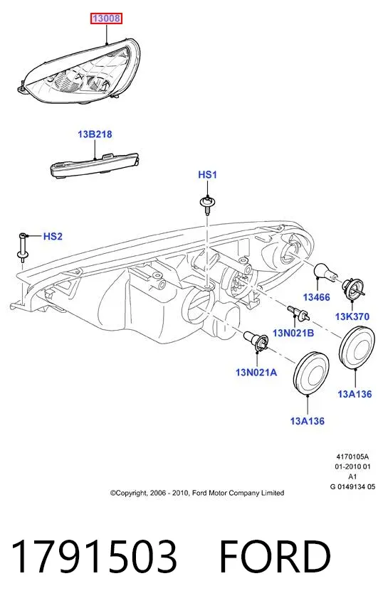 Reflektor prawy 1791503 Ford