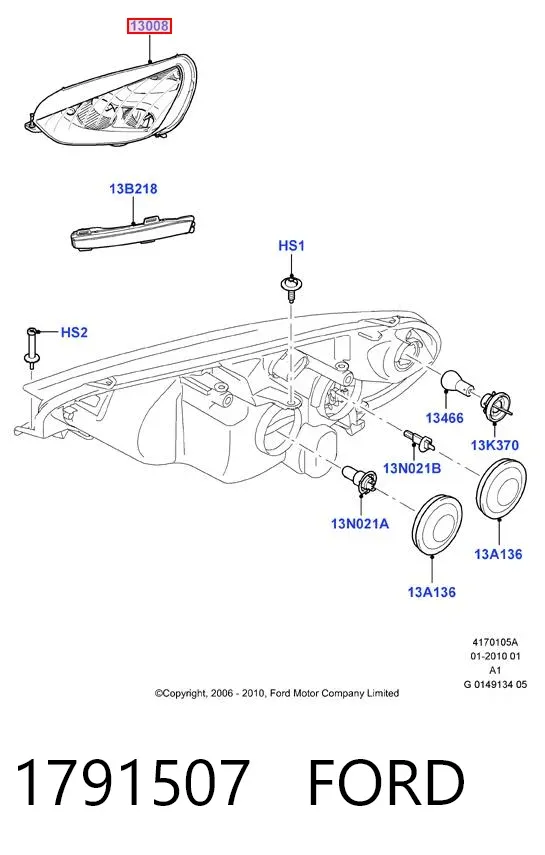 Reflektor lewy 1791507 Ford