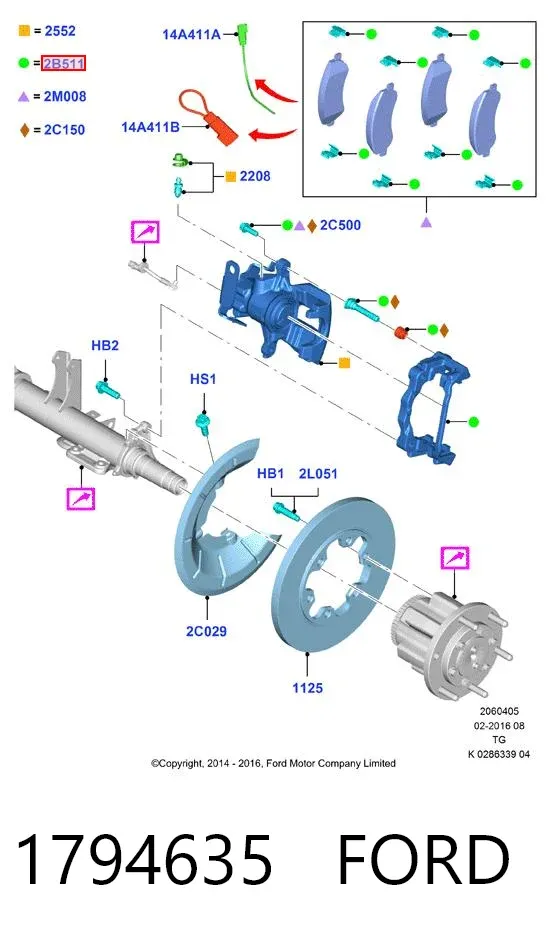 Jarzmo zacisku hamulcowego tylnego 1794635 Ford