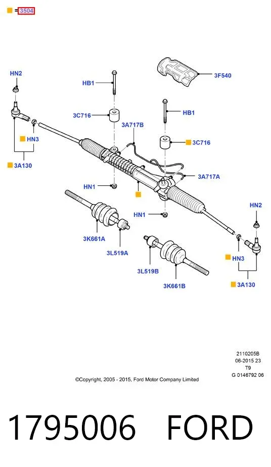Listwa kierownicza (maglownica) 1795006 Ford