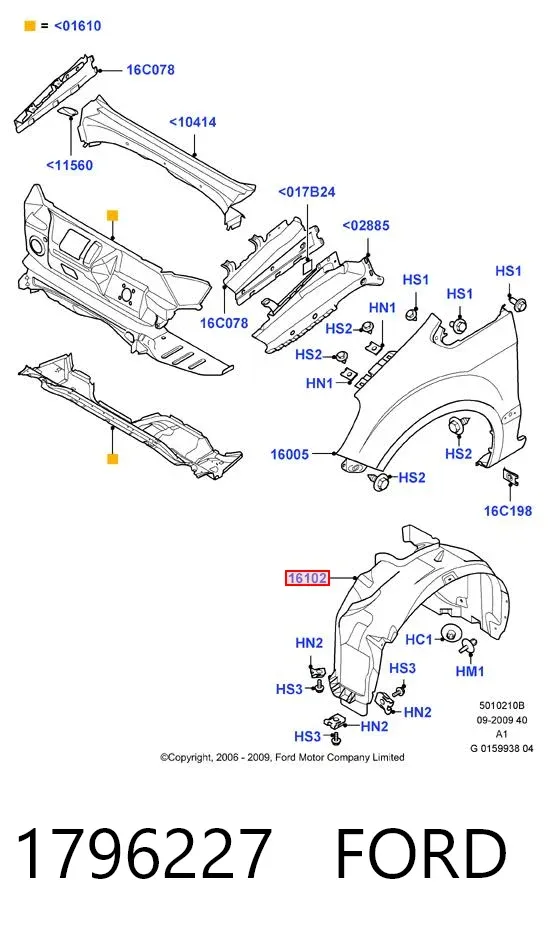 Nadkole błotnika przedniego prawe 1796227 Ford