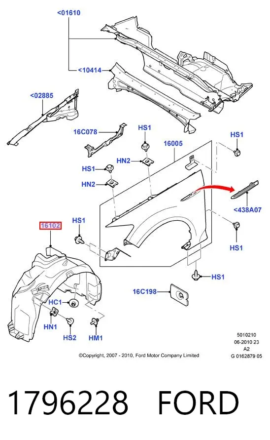 Nadkole błotnika przedniego prawe 1796228 Ford