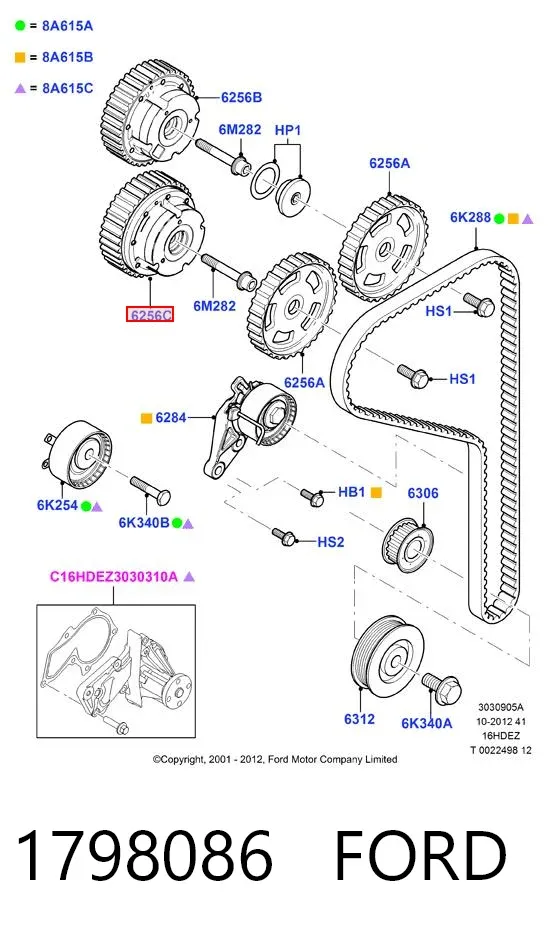 Koło zębate walcowe wałka rozrządu wydechowego 1798086 Ford
