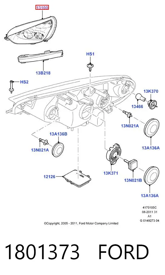 Reflektor prawy 1801373 Ford