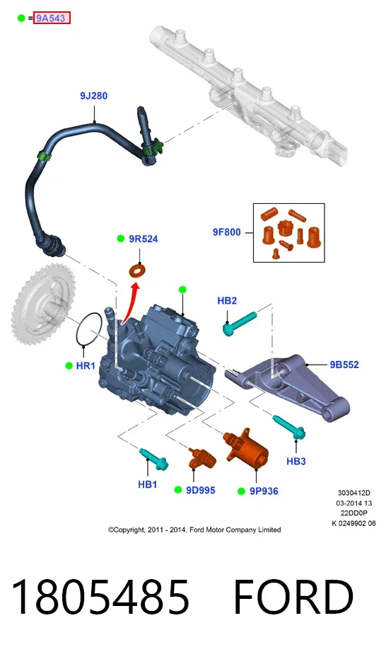 Pompa wtryskowa wysokiego ciśnienia 1805485 Ford