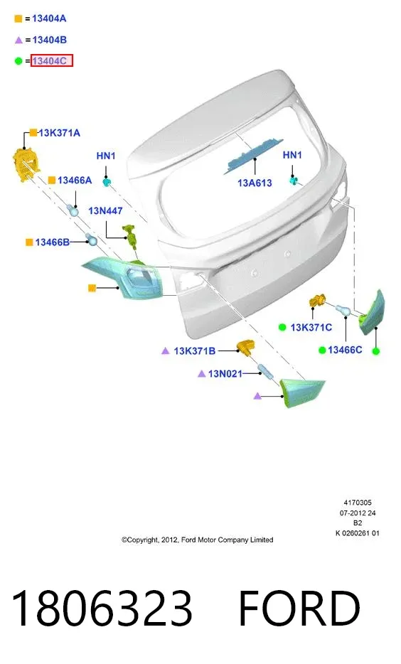 Lampa zespolona tylna prawa 1806323 Ford