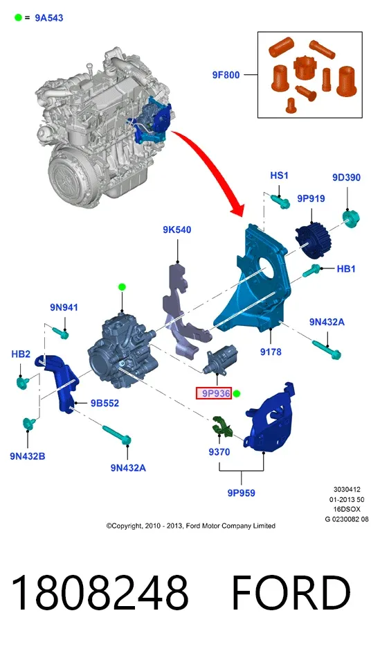 Zawór regulacji ciśnienia (zawór redukcyjny pompy wtryskowej) System Common-Rail 1808248 Ford