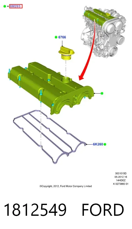 Pokrywa zaworowa 1812549 Ford