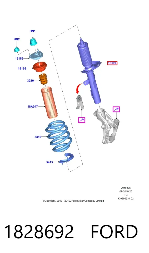 Amortyzator przedni 1828692 Ford