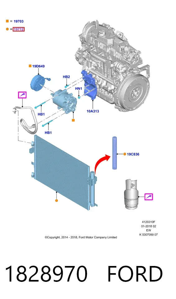 Chłodnica klimatyzacji 1828970 Ford