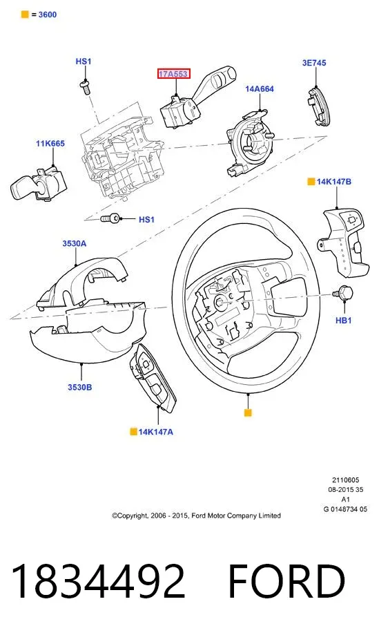 Przełącznik zespolony prawy 1834492 Ford