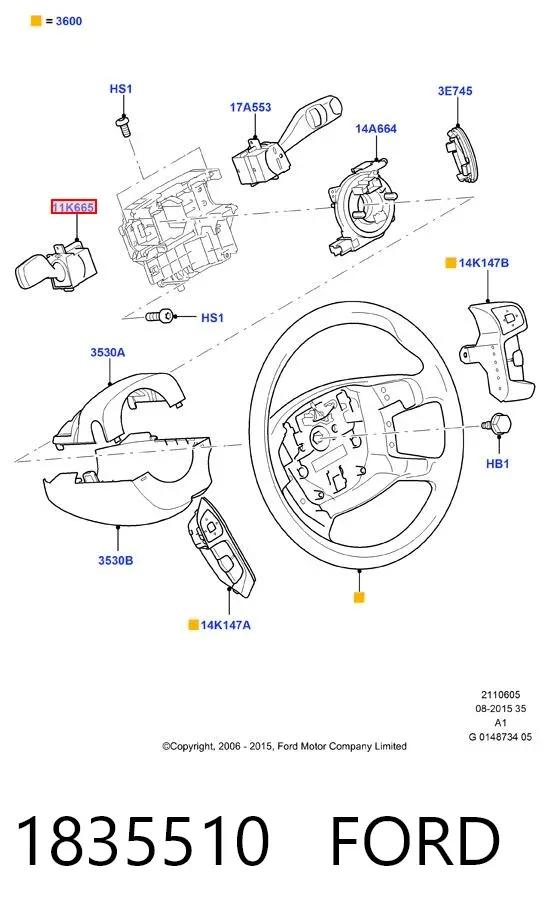 Przełącznik zespolony lewy 1835510 Ford