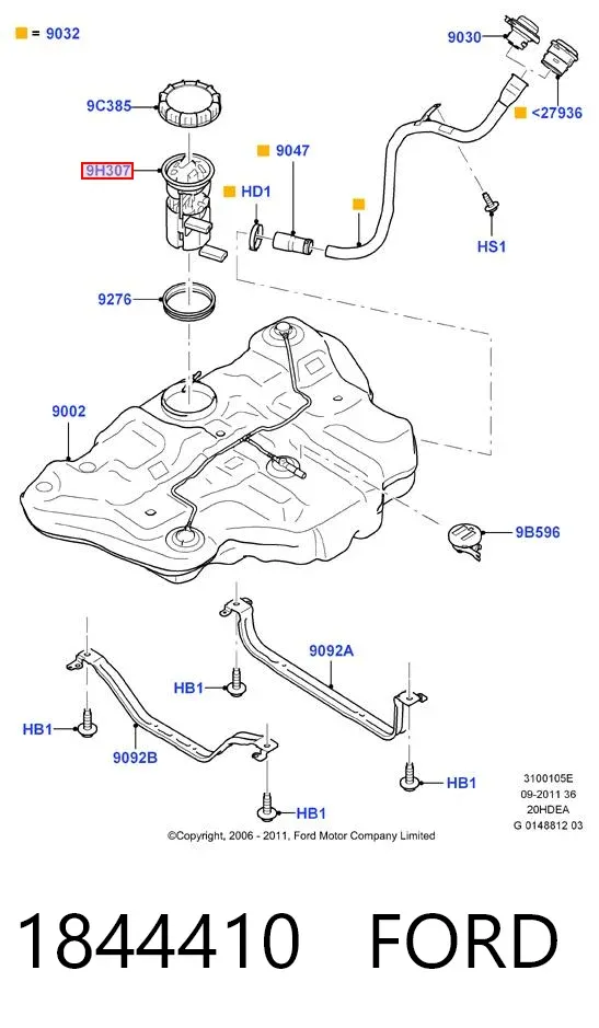 Moduł pompy paliwowej z czujnikiem poziomu paliwa 1844410 Ford