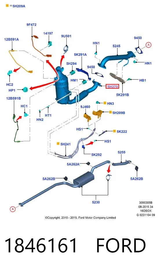Filtr cząstek stałych układu wydechowego 1846161 Ford