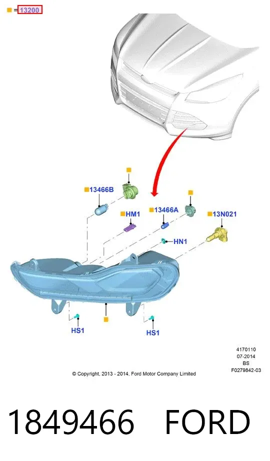 Lampa przeciwmgielna prawa 1849466 Ford