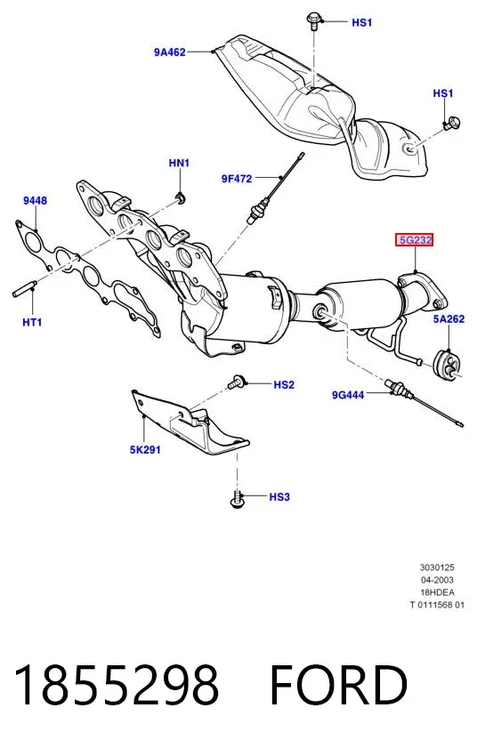 Konwerter-katalizator 1855298 Ford