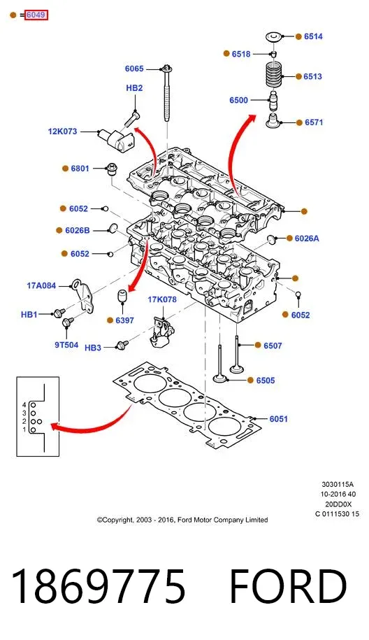 Głowica cylindrów 1869775 Ford