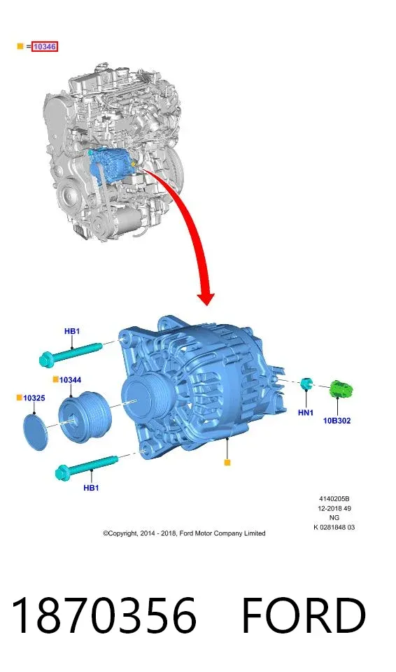 Alternator 1870356 Ford
