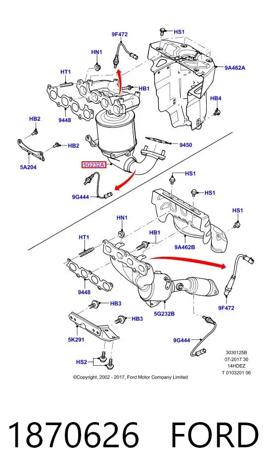 Kolektor wydechowy 1870626 Ford