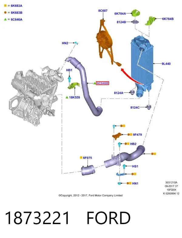 Przewód (króciec) intercoolera 1873221 Ford