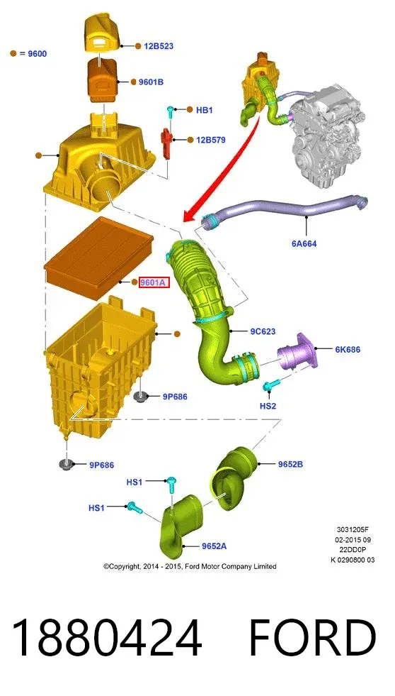 Filtr powietrza 1880424 Ford