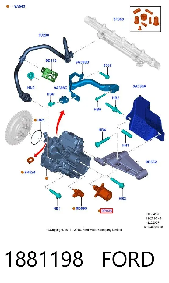 Zawór regulacji ciśnienia (zawór redukcyjny pompy wtryskowej) System Common-Rail 1881198 Ford