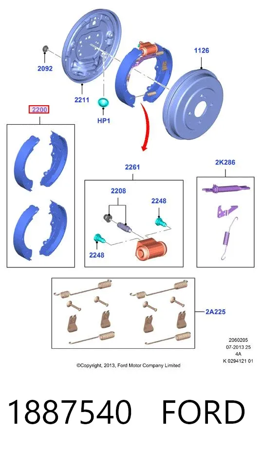 Klocki hamulcowe tylne bębnowe 1887540 Ford