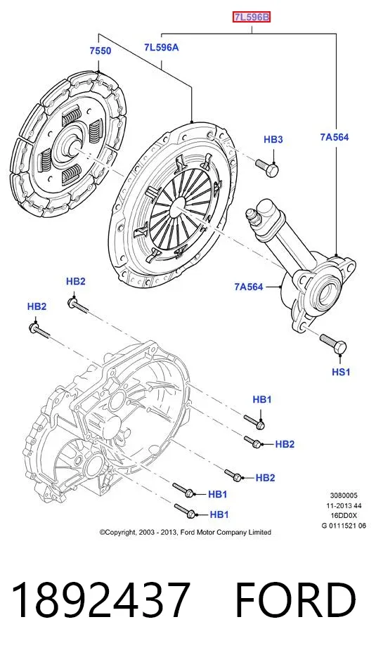 Zestaw sprzęgła (3 części) 1892437 Ford
