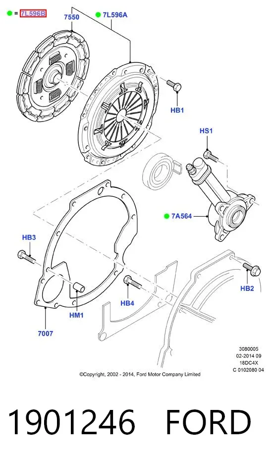 Zestaw sprzęgła (3 części) 1901246 Ford