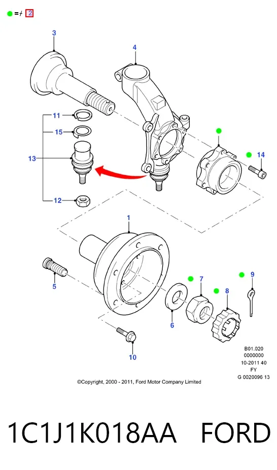 Łożysko piasty przedniej 1C1J1K018AA Ford