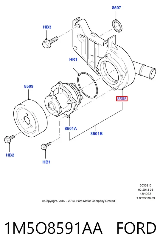 Pompa chłodząca wodna 1M5O8591AA Ford