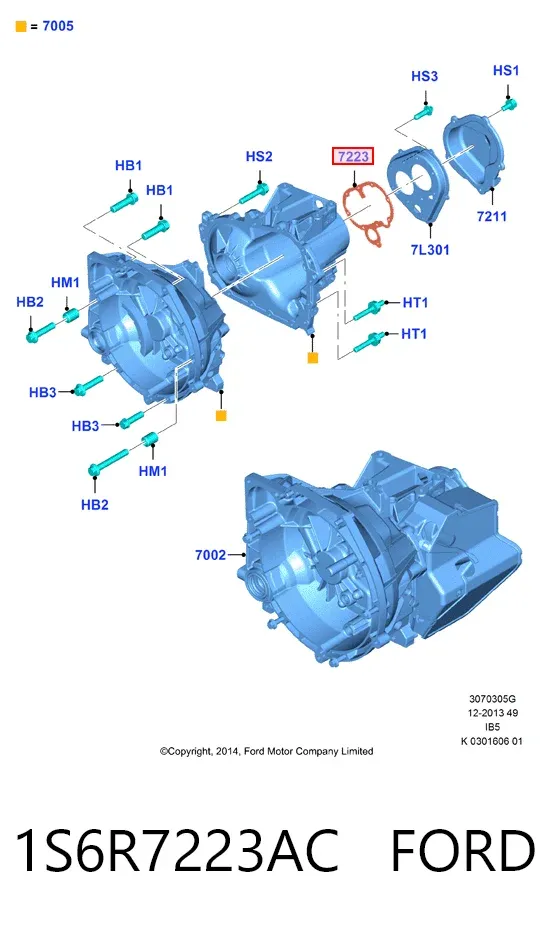 Uszczelka pokrywy skrzyni biegów 1S6R7223AC Ford