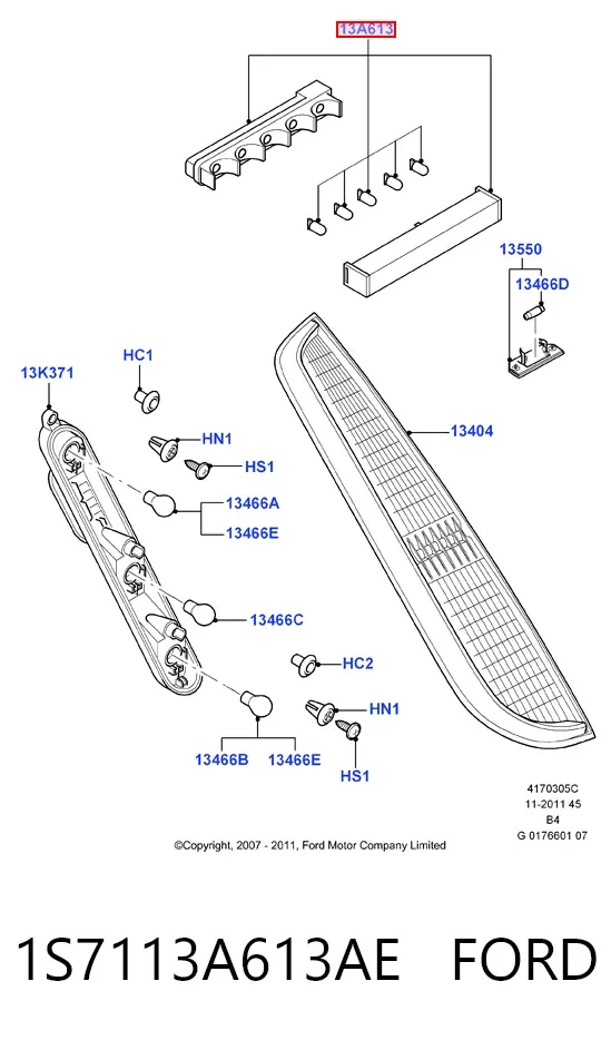 Lampa stop tylna dodatkowa 1S7113A613AE Ford