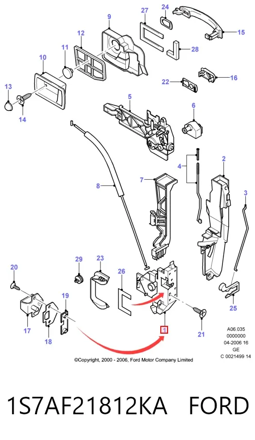 Zamek drzwi przednich prawych Ford Mondeo III