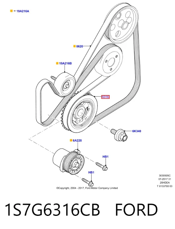 Koło pasowe wału korbowego 1S7G6316CB Ford