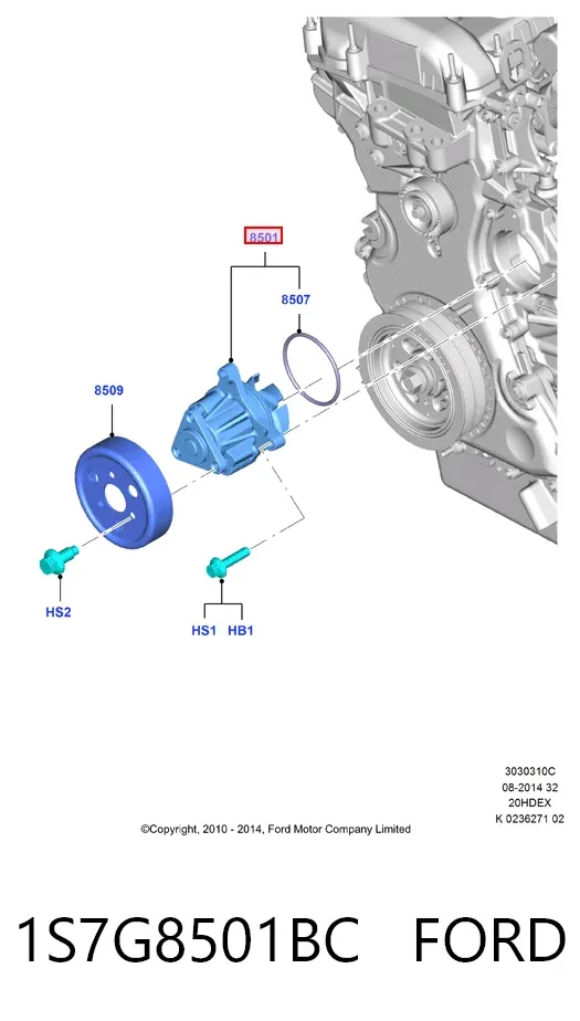 Pompa chłodząca wodna 1S7G8501BC Ford