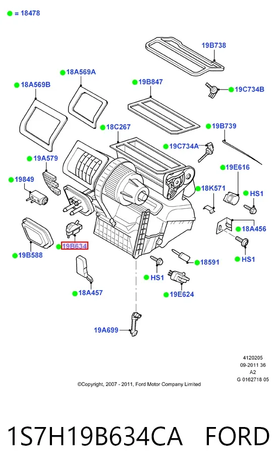 Silniczek klapy nagrzewnicy 1S7H19B634CA Ford