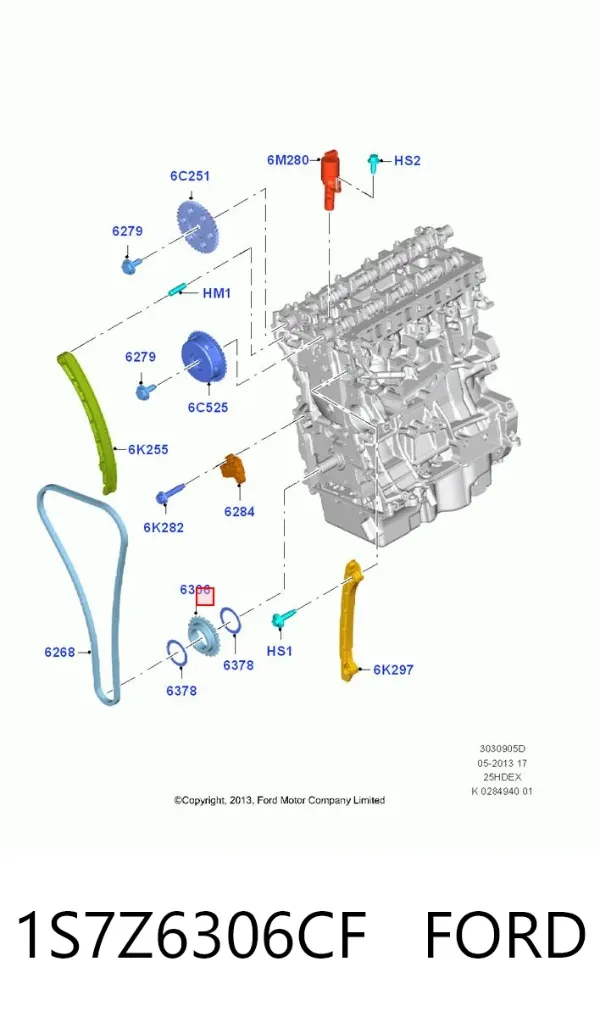 Koło zębate walcowe napędu wałka rozrządu 1S7Z6306CF Ford