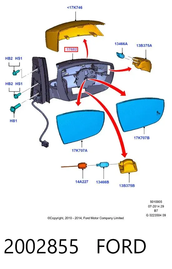 Lusterko wsteczne prawe 2002855 Ford