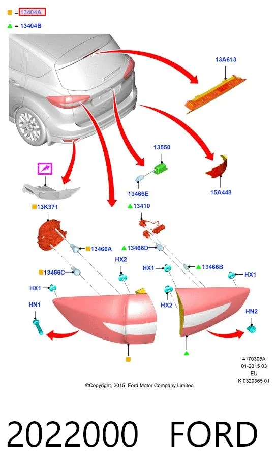Lampa zespolona tylna lewa zewnętrzna 2022000 Ford