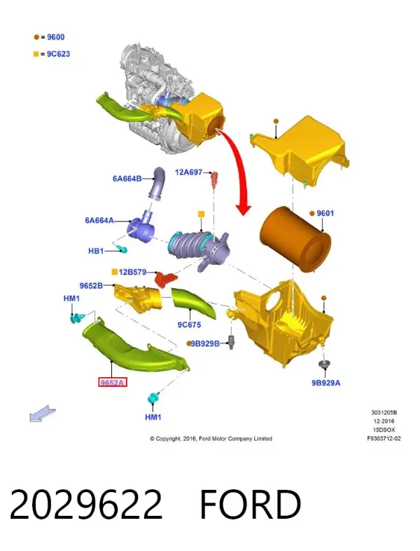 Wlot powietrza do filtra powietrza 2029622 Ford