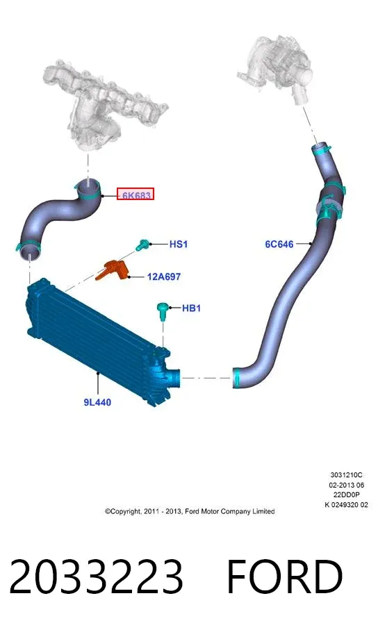 Przewód (króciec) intercoolera 2033223 Ford