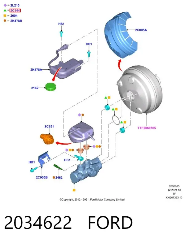 Zestaw naprawczy głównego cylindra hamulcowego 2034622 Ford