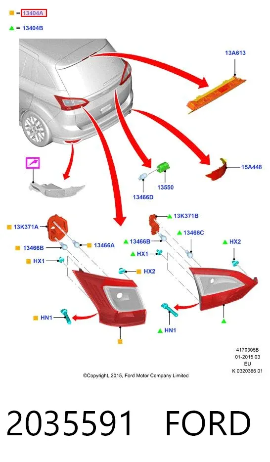 Lampa zespolona tylna prawa zewnętrzna 2035591 Ford