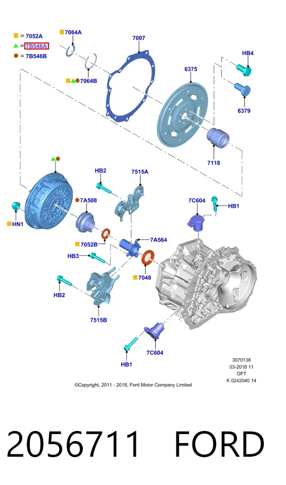 Zestaw sprzęgła (3 części) 2056711 Ford